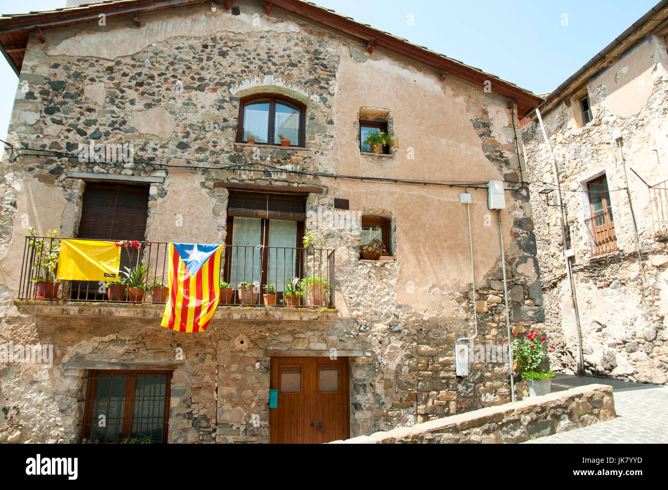 Steinhäuser - Castellfollit De La Roca - Spanien Stockfoto