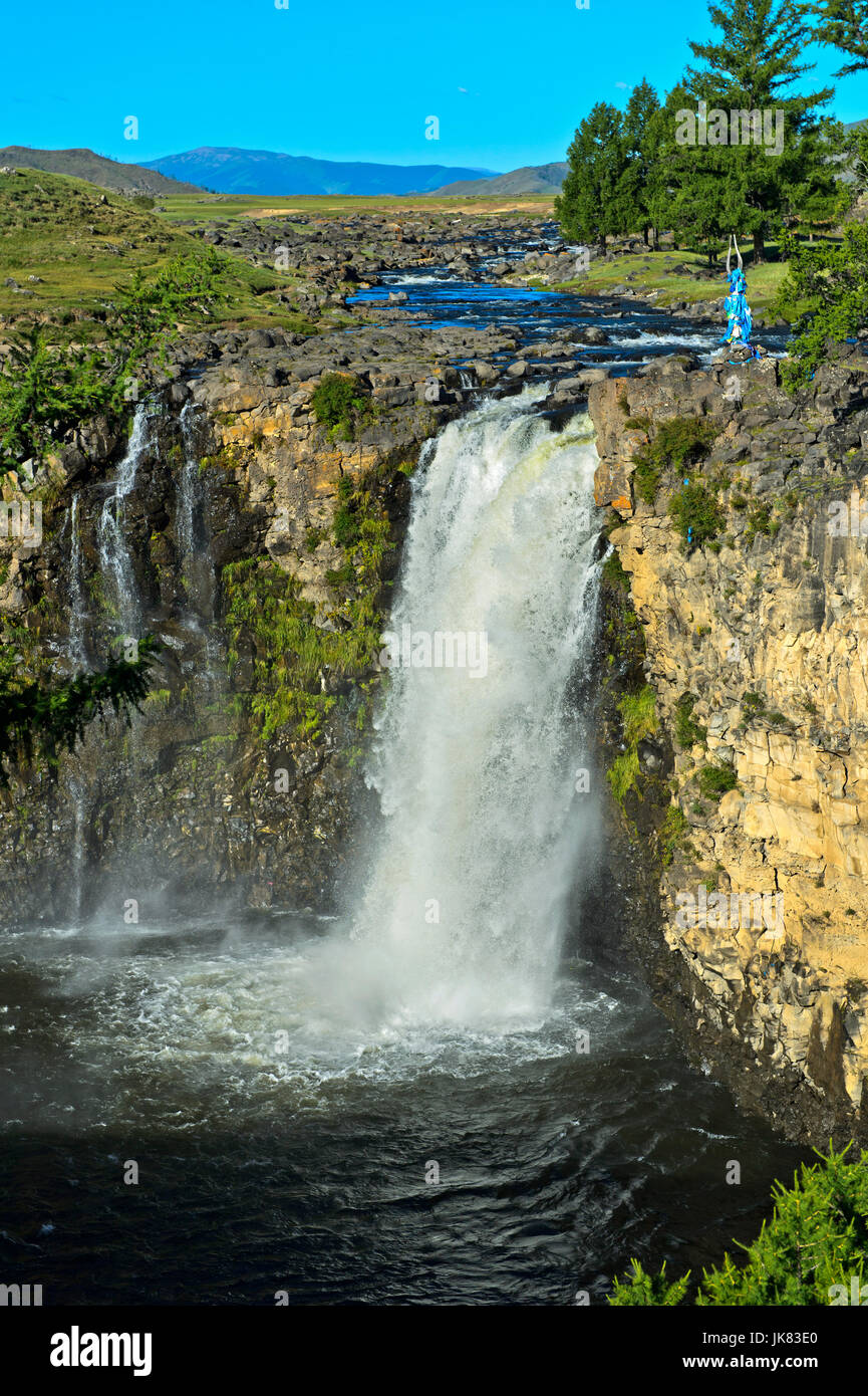 Orkhon Wasserfall, Orkhon-Tal, Khangai Nuruu Nationalpark, Oevoerkhangai Aimag Provinz, Mongolei Stockfoto