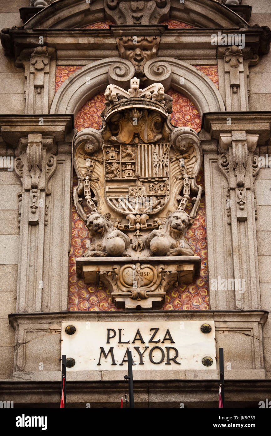 Spanien, Madrid, Centro Region, Plaza Mayor, Gebäude detail Stockfoto