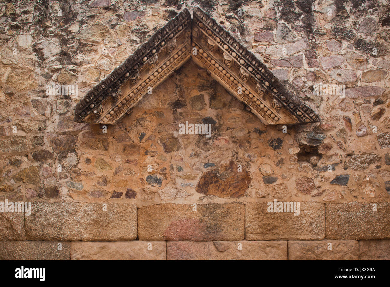 Spanien, Extremadura Region, Badajoz Provinz, Merida, Ruinen des Teatro Romano, römische Theater, 24 v. Chr. römischer Zeit Gebäude detail Stockfoto