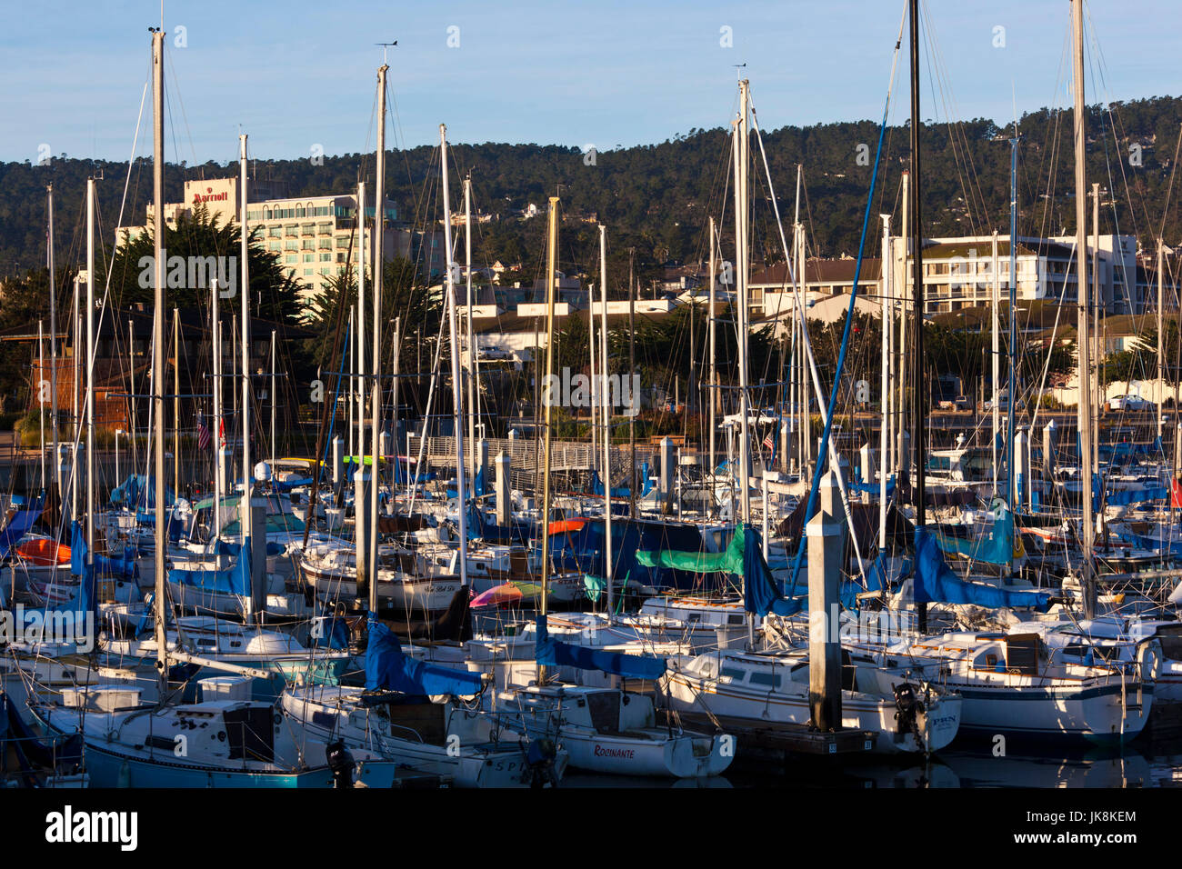 USA, Kalifornien, Central Coast, Monterey, Fishermans Wharf, Monterey Harbor, morgen Stockfoto