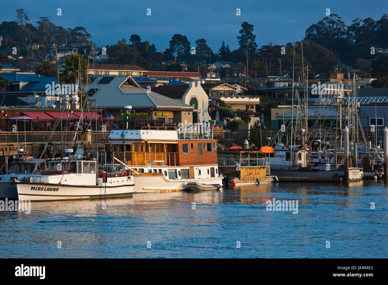 USA, California, Southern California, Morro Bay Harbor, Dämmerung Stockfoto