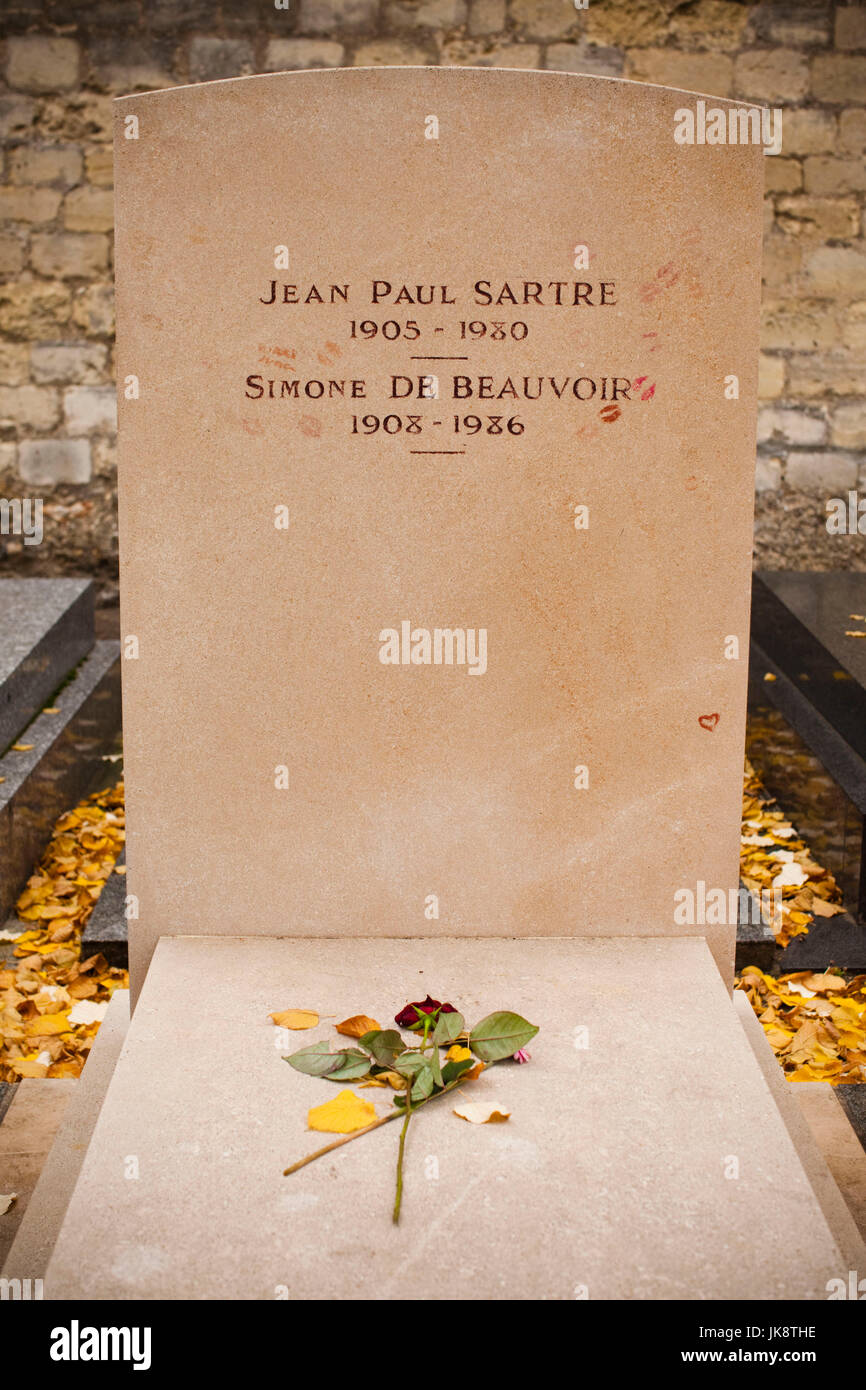 Frankreich, Paris, Friedhof von Montparnasse, Grab von Jean-Paul Sarte und Simone de Beauvoir, Schriftsteller Stockfoto