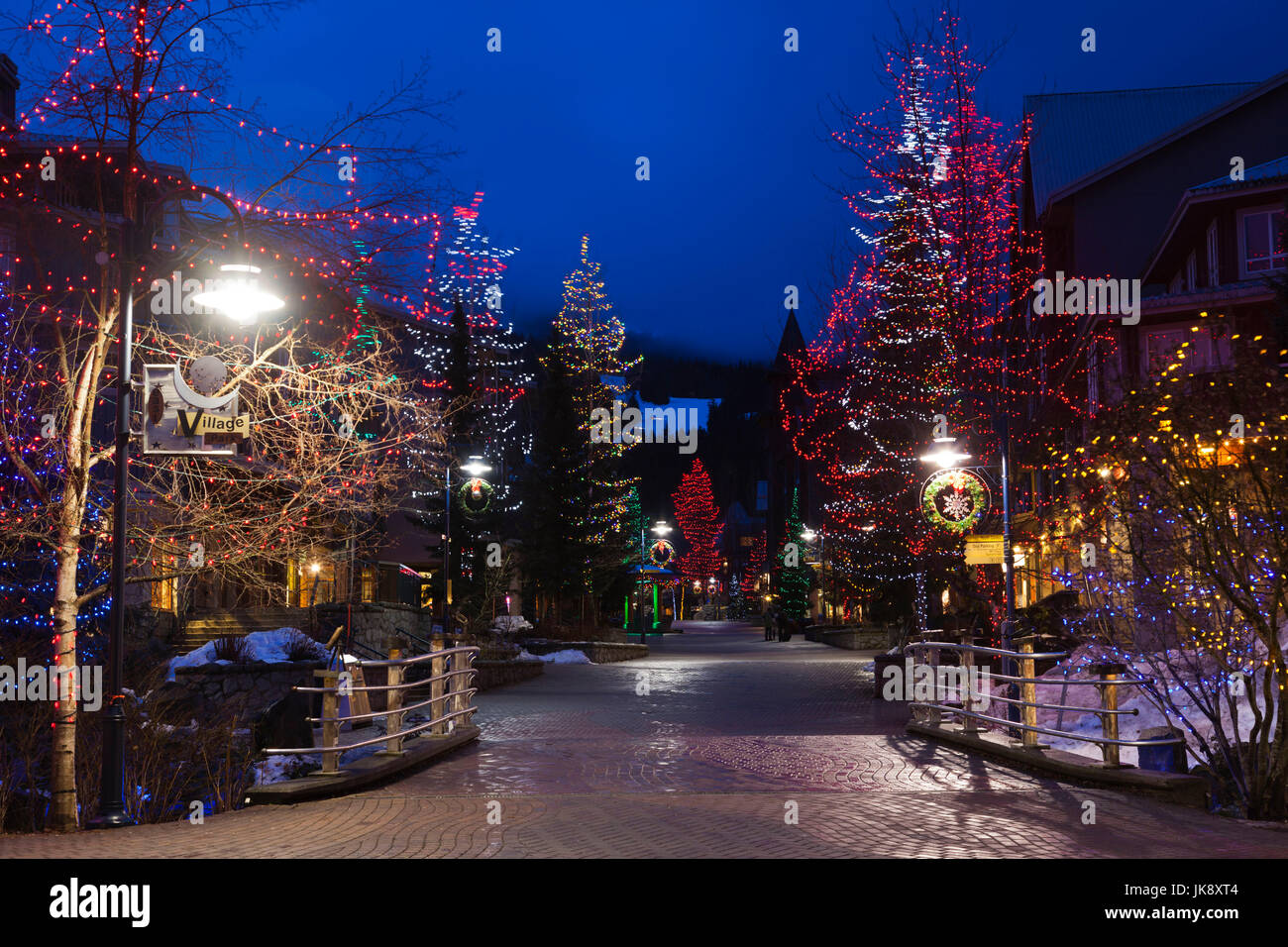 Kanada, British Columbia, Whistler, Whistler Village, dawn Stockfoto