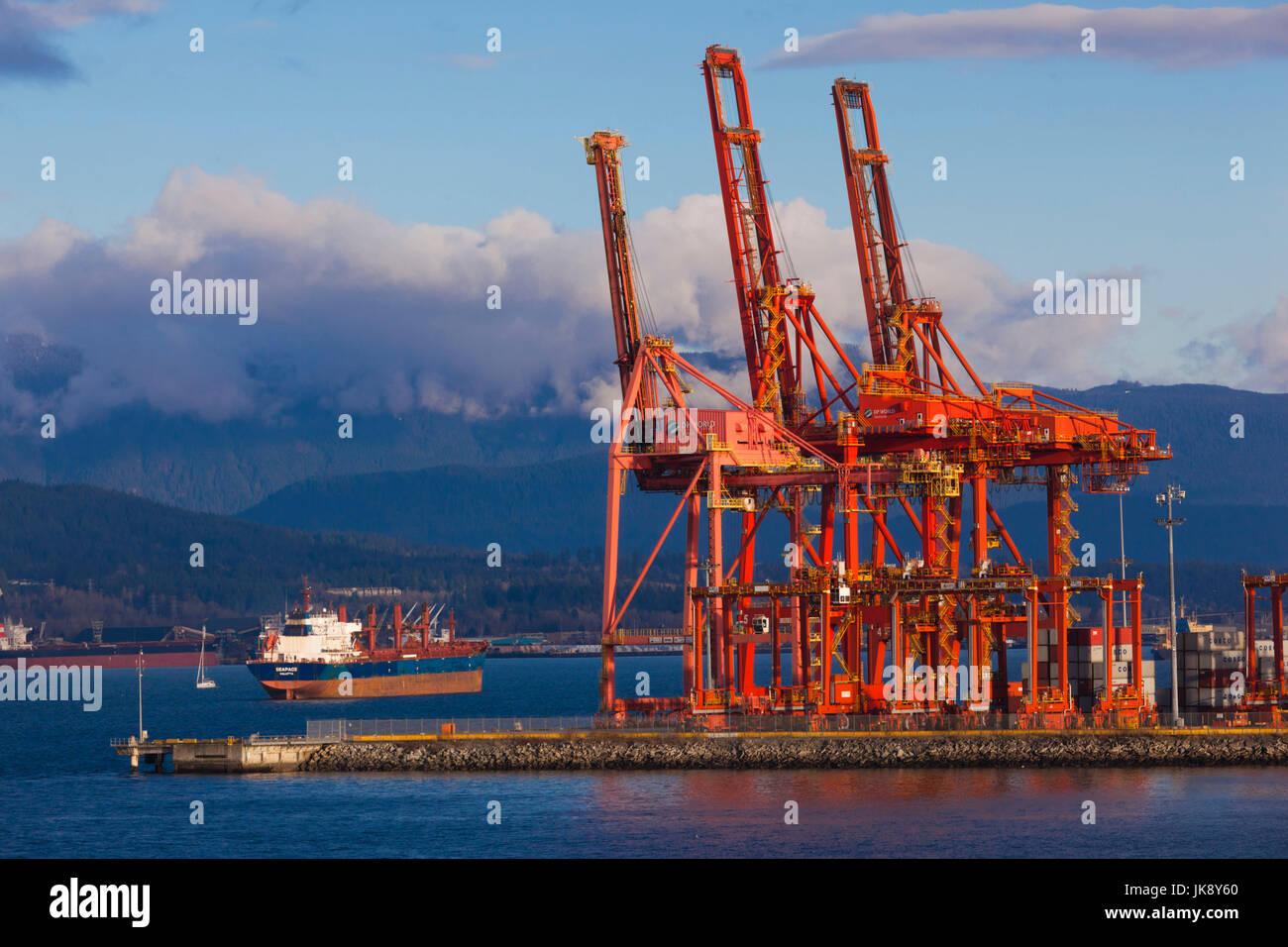 Hafen von Vancouver, Fracht-Krane, Vancouver, Britisch-Kolumbien, Kanada Stockfoto