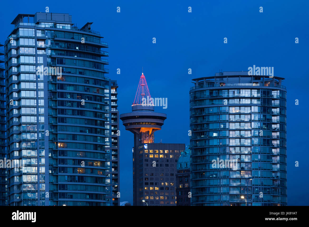 Kanada, British Columbia, Vancouver, Vancouver Lookout Gebäude, dawn Stockfoto