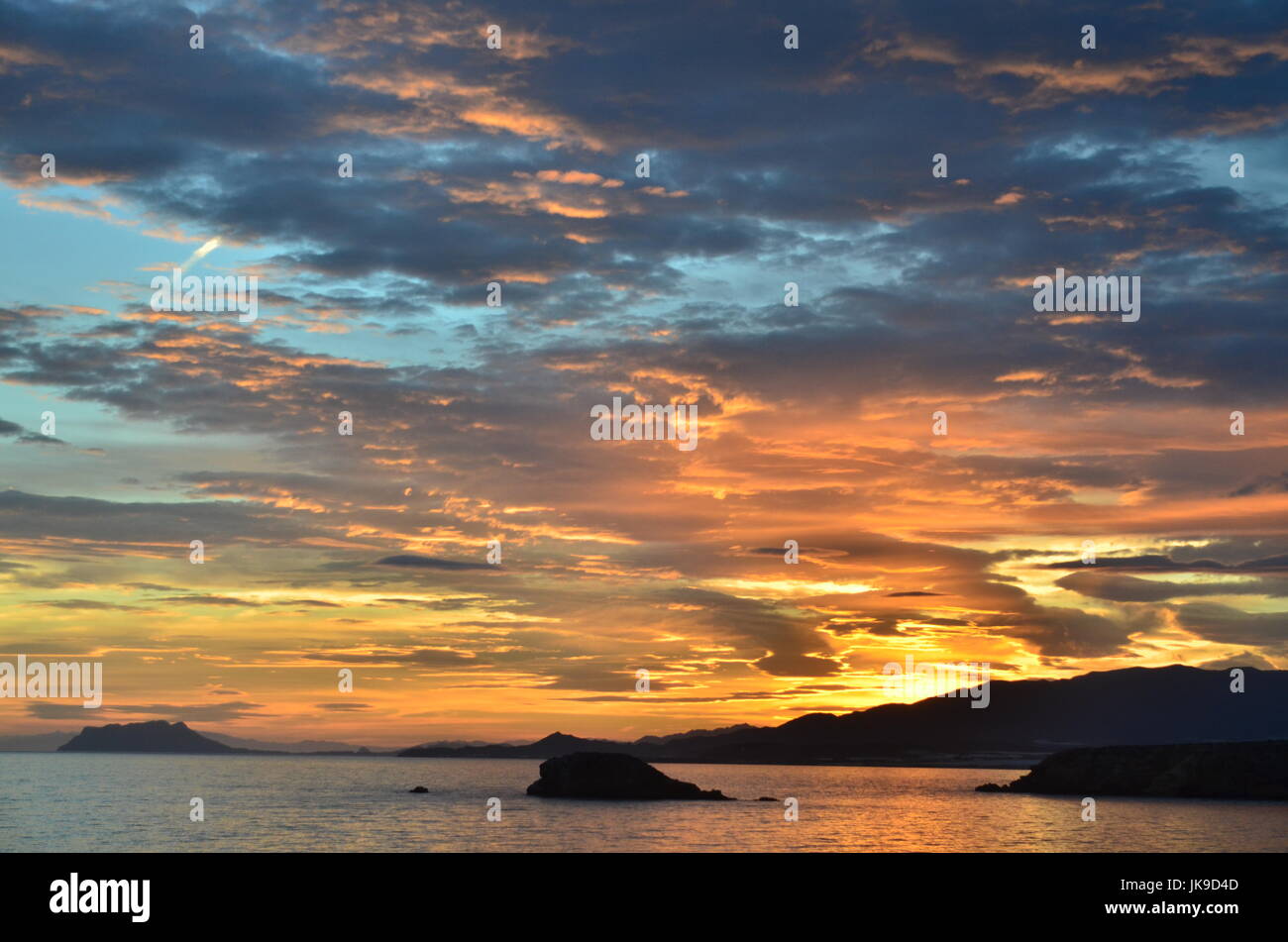 Sonnenuntergang in Bolnuevo, Costa de Mazarrón Stockfoto