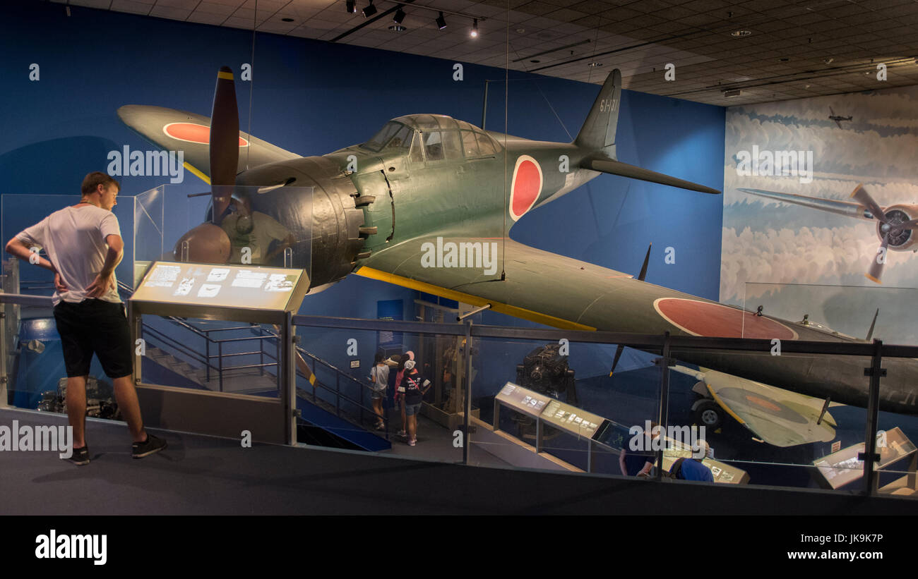 Legendären japanischen Kämpfer Flugzeug Mitsubishi A6 (null) im zweiten Weltkrieg Aviation Gallery, National Air and Space Museum, Washington, DC. Stockfoto