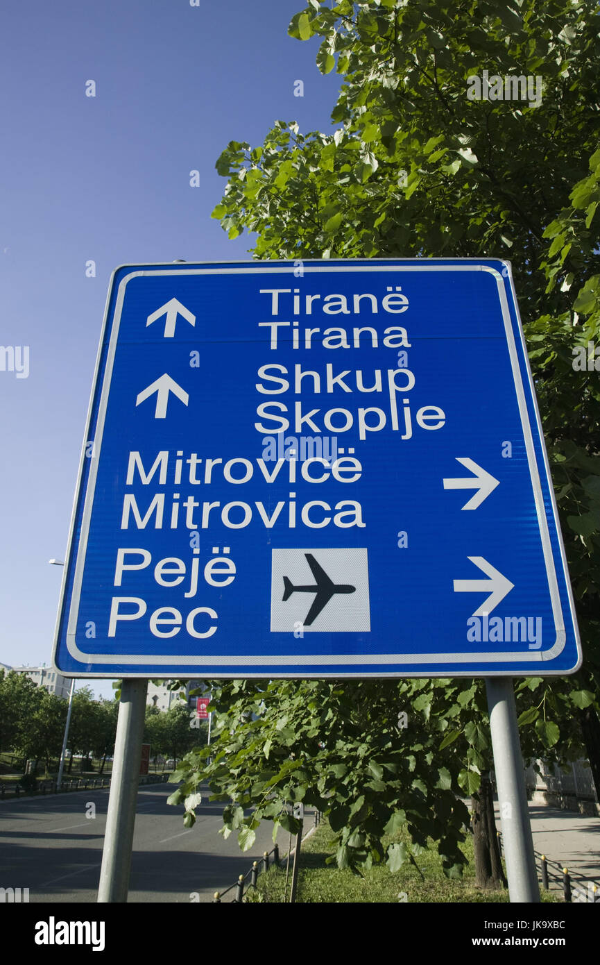 Kosovo, Priština, Straßenschild, Stockfoto