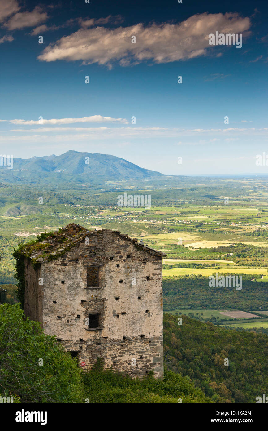 Frankreich, Korsika, Haute-Corse Abteilung, Fiumorbo Region, Prunelli di Fiumorbo, erhöhten Blick auf die Küstenebene Stockfoto