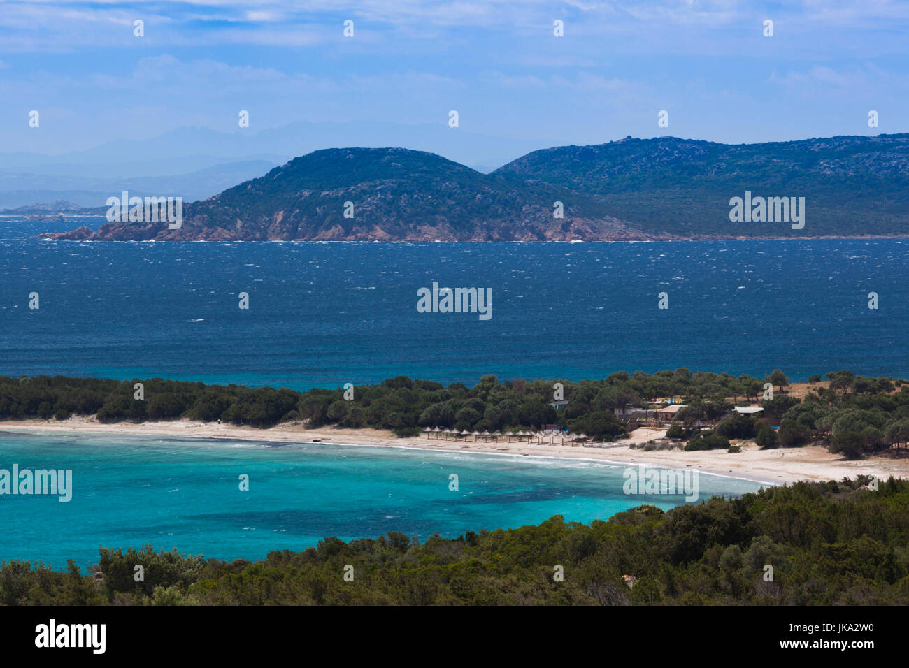 Frankreich, Korsika, Departement Corse-du-Sud, Korsika South Coast Region, Baie de Rondinara Bucht, erhöht die Aussicht auf den Strand Stockfoto