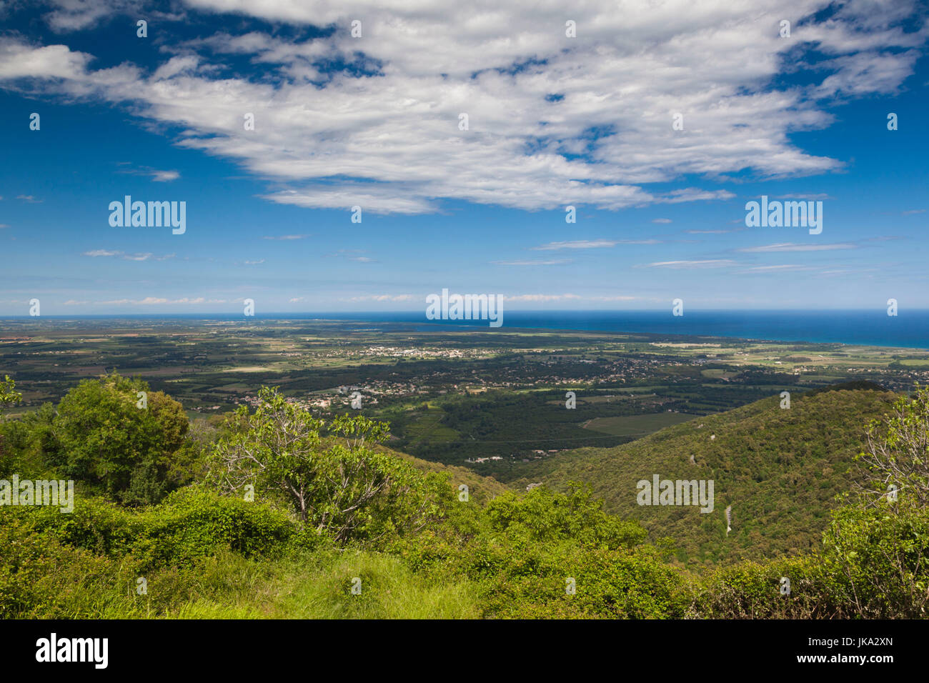 Frankreich, Korsika, Haute-Corse Abteilung, Fiumorbo Region Serra di Fiumorbo, erhöhte Ansicht der Küstenebene Stockfoto