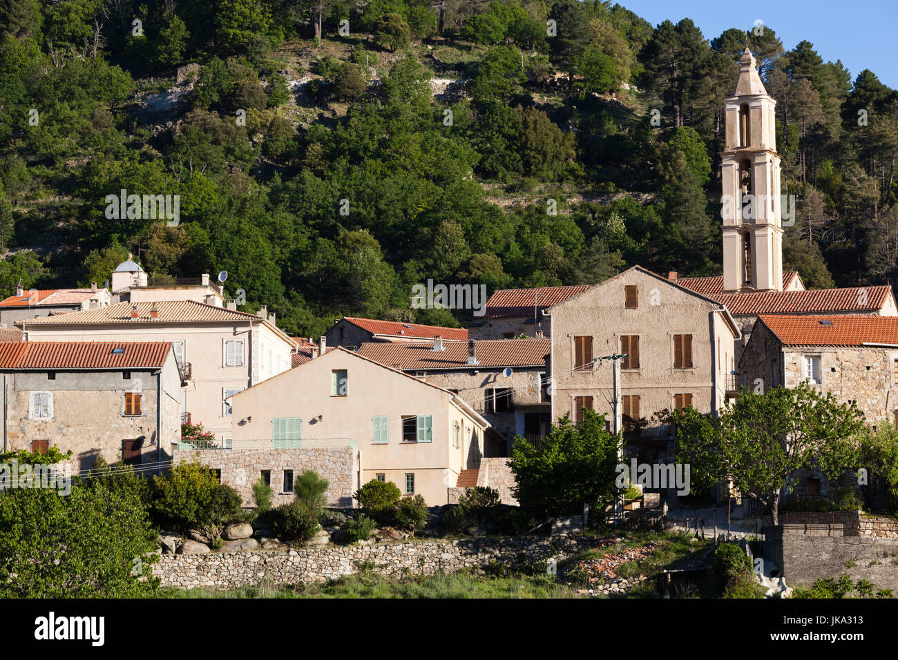 Frankreich, Korsika, Haute-Corse Abteilung, zentralen Bergregion, Ghisoni, Blick auf die Stadt Stockfoto
