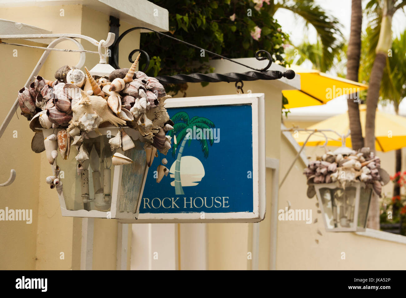 Bahamas, Eleuthera Insel, Harbour Island, Dunmore Town, The Rock House, Eingang Stockfoto