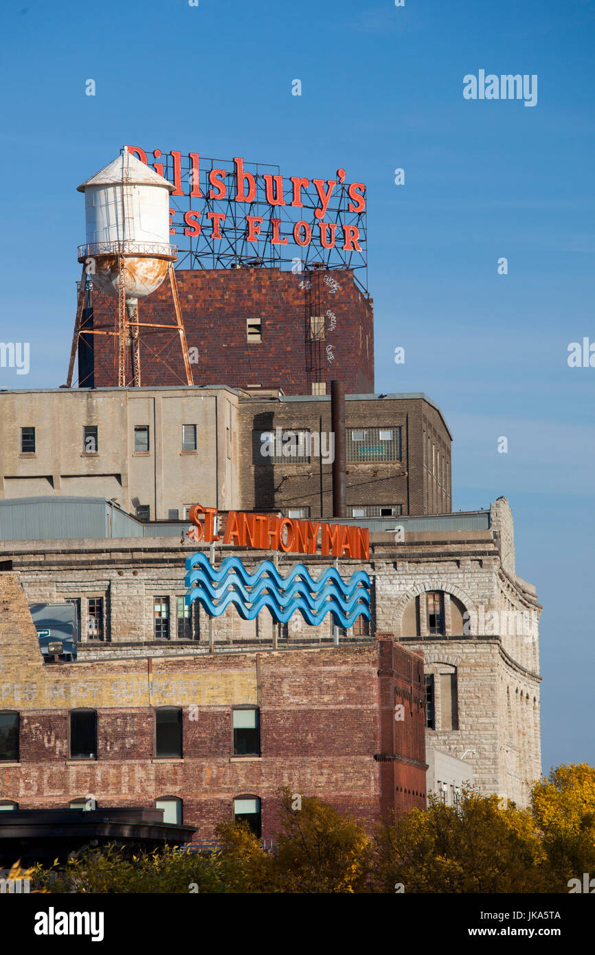 USA, Minnesota, Minneapolis, erhöhten Blick auf die St.-Anthony-Main-Gebiet Stockfoto