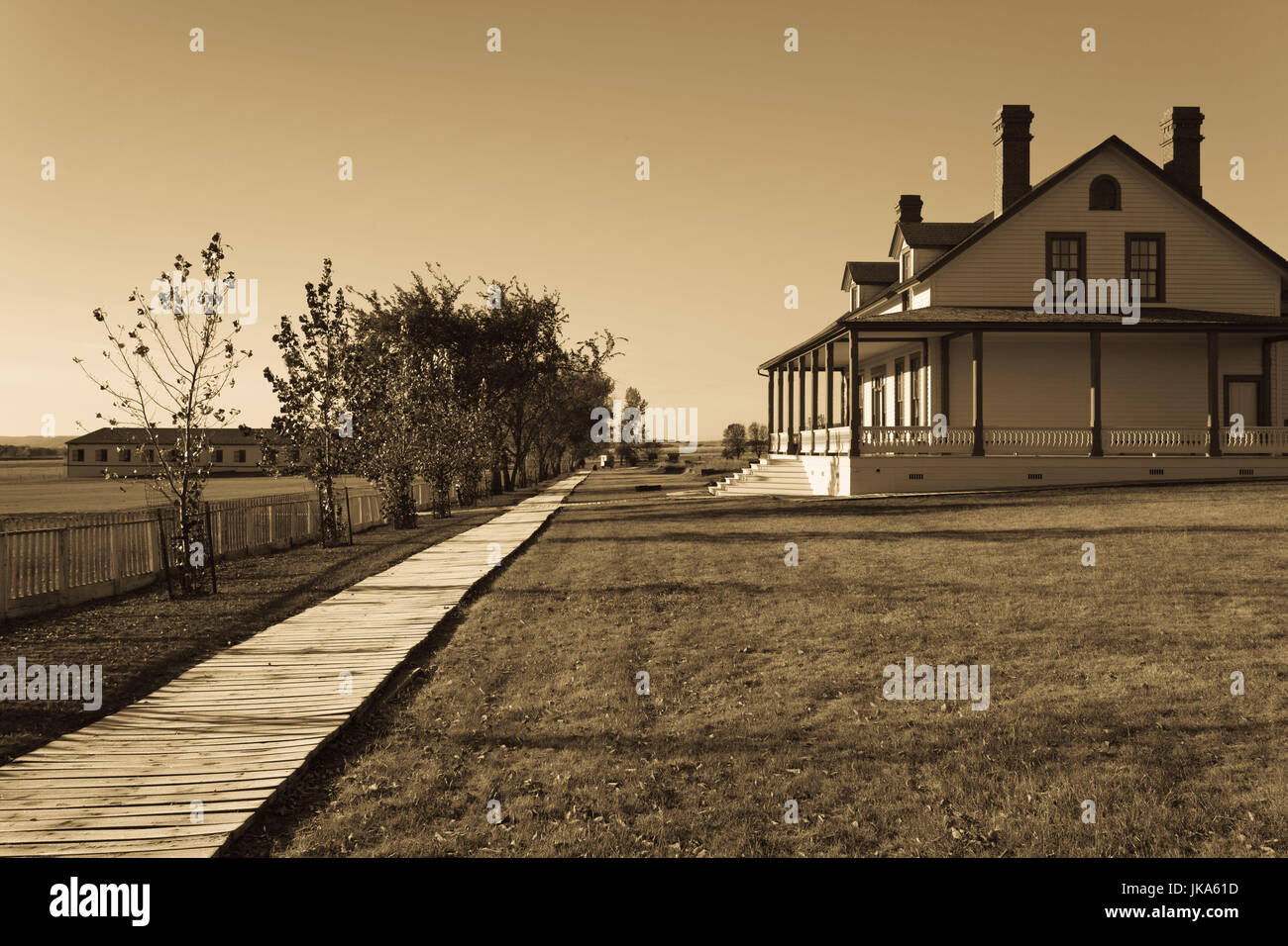 USA, North Dakota, Mandan, Fort Abraham Lincoln State Park, Custer Haus, Wohnort von Lt. Col George Custer bei seiner Niederlage in der Schlacht am Little Big Horn Stockfoto