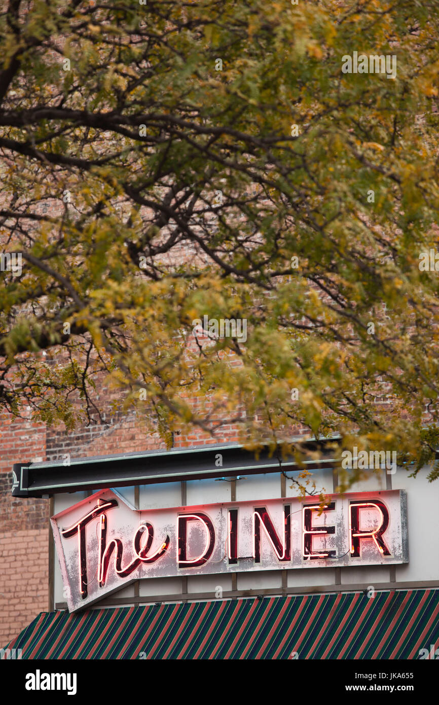 USA, Nebraska-Omaha, Gebäude auf dem alten Markt, The Diner Stockfoto