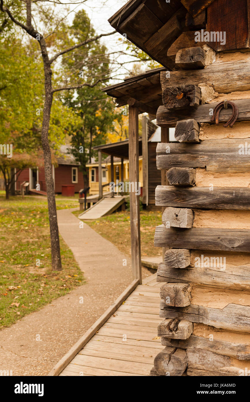 USA, Oklahoma, Tahlequah-Park Hill, Cherokee Heritage Center, Native American Cherokee Nation Museum, Adams Ecke Rural Village, späten Gebäude aus dem 19. Jahrhundert-detail Stockfoto