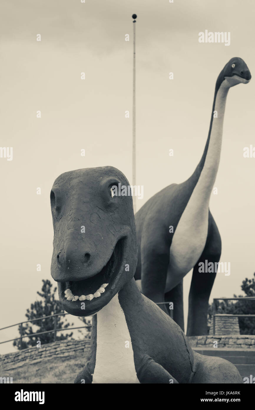 USA, South Dakota, Rapid City, Skyline Drive Dinosaurier-Statuen Stockfoto