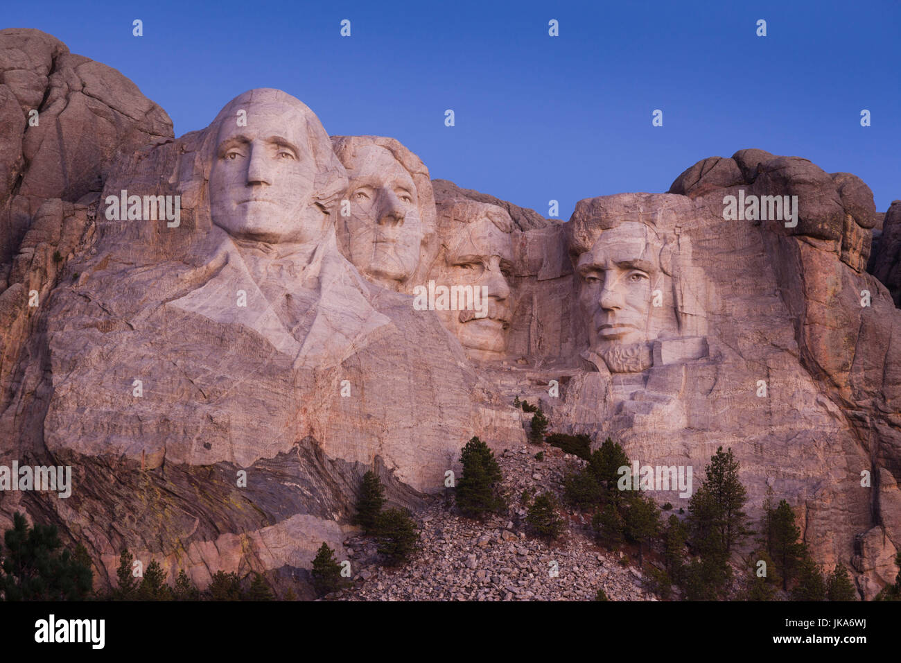 USA, South Dakota, Black Hills National Forest, Keystone, Mount Rushmore National Memorial, dawn Stockfoto