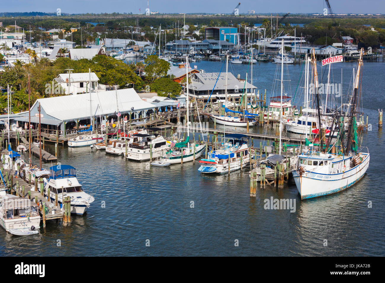 USA, Florida, Golf-Küste, Fort Myers Beach, erhöhten Blick auf den Hafen Stockfoto