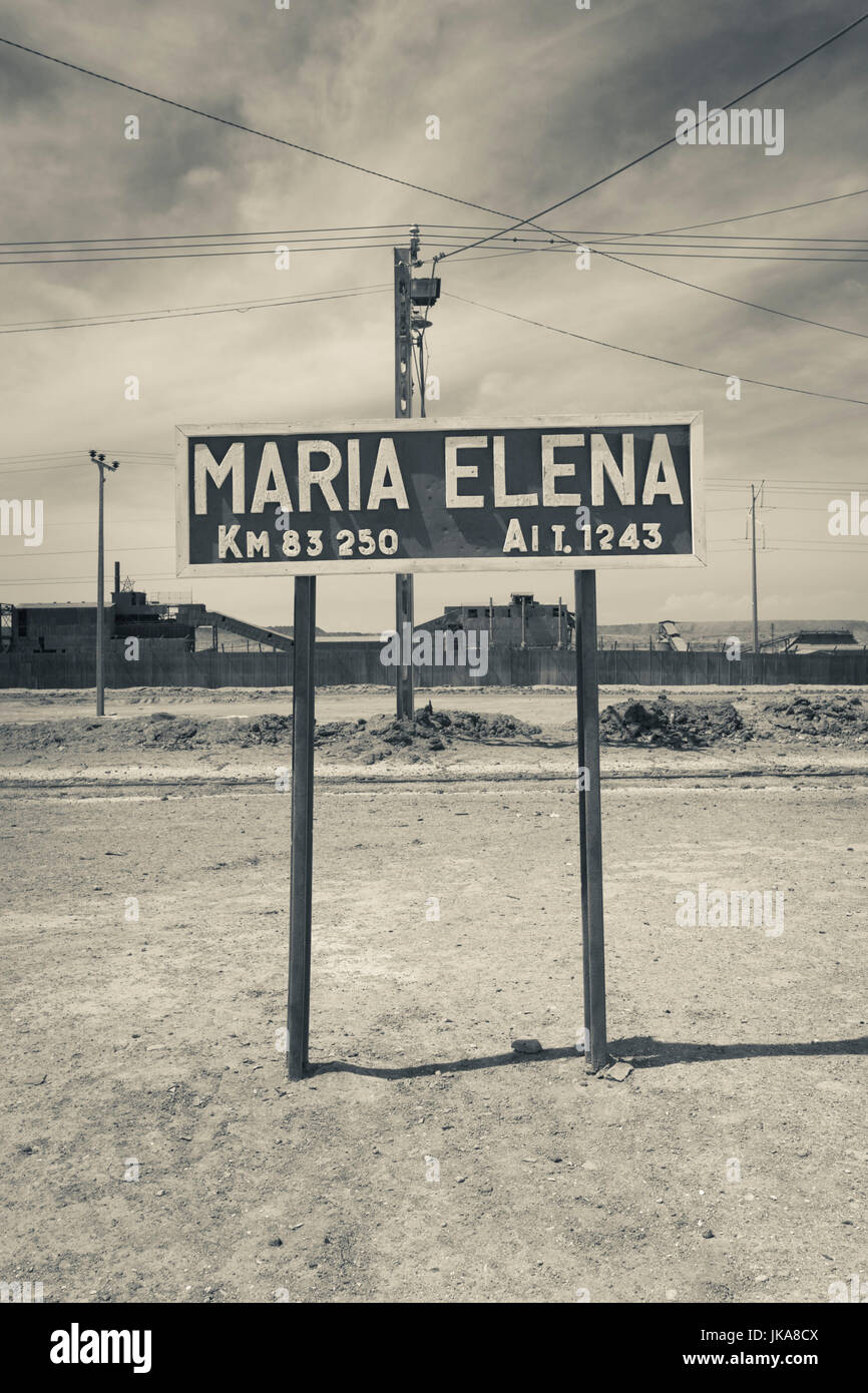 Chile, Maria Elena, letzte Arbeiten Salpeter Bergbaustadt in Chile, Zeichen Stockfoto
