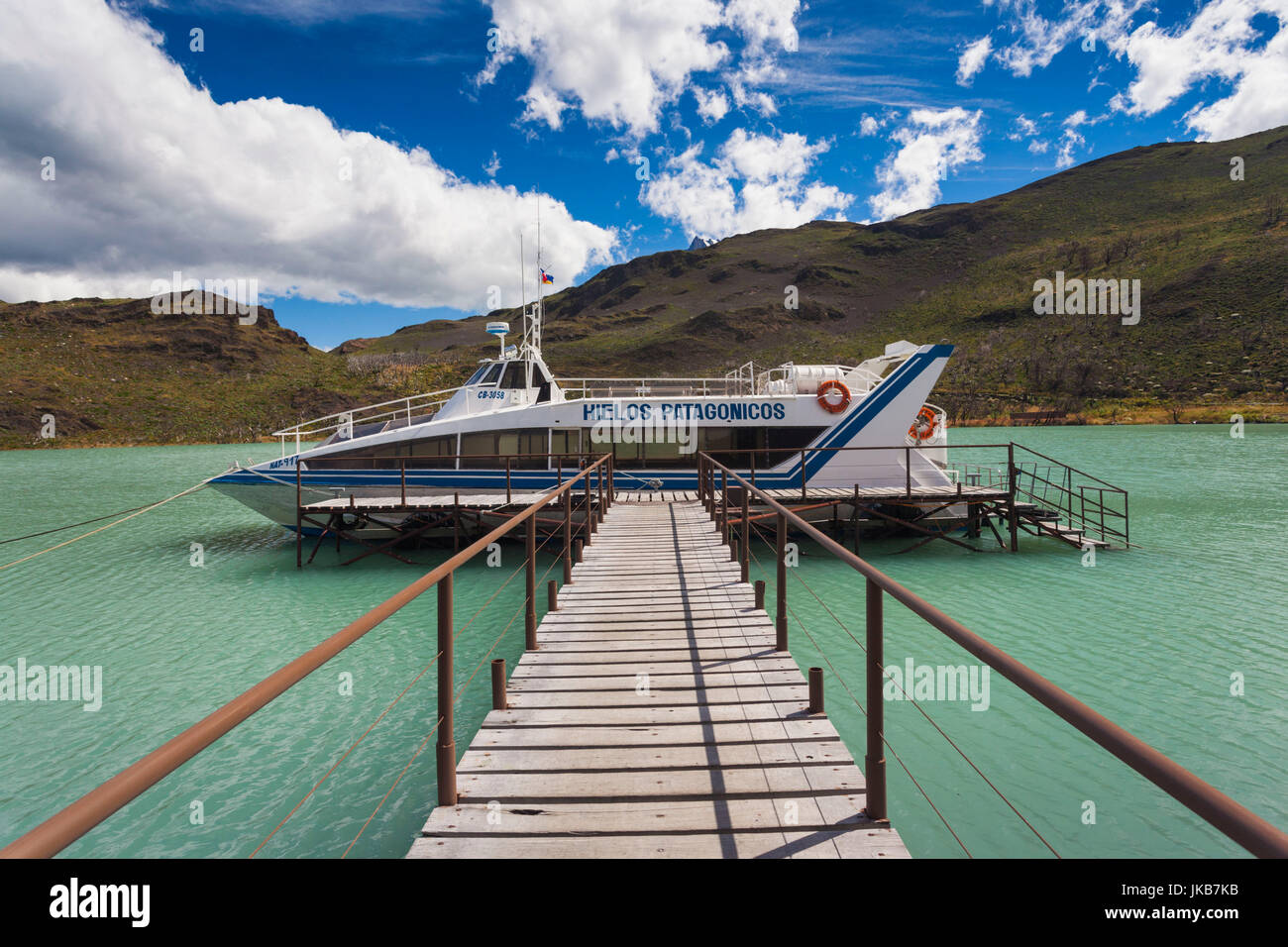 Chile, Magallanes Region, Torres del Paine Nationalpark, Lago Pehoe, See Fähre Stockfoto