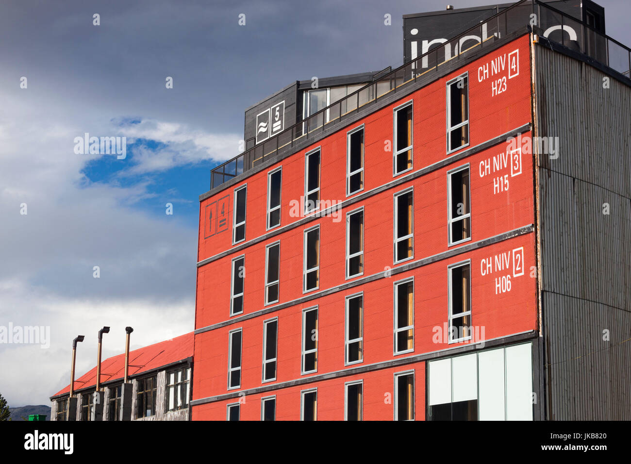 Chile, Magallanes Region Puerto Natales, Hotel Indigo Stockfoto