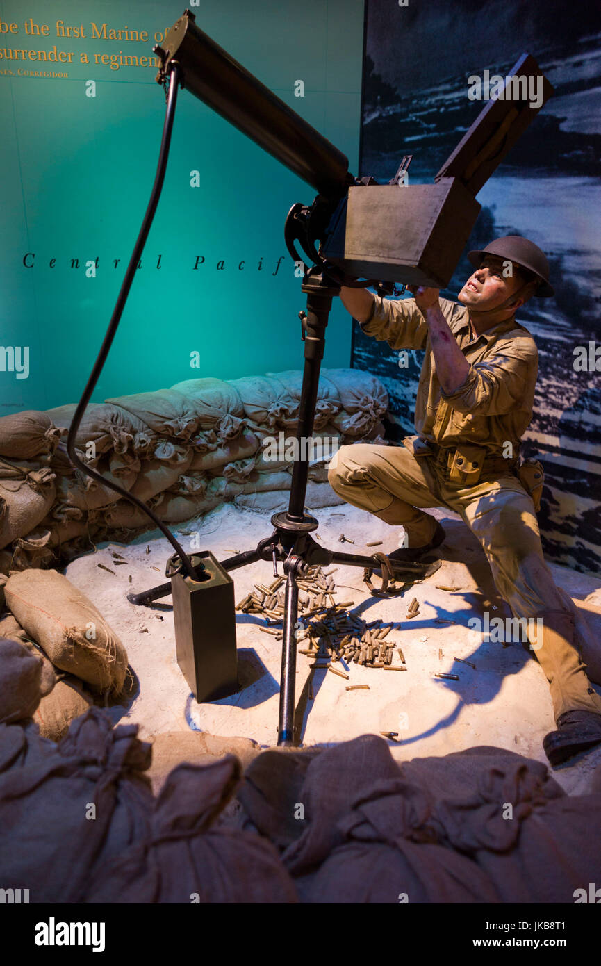 National Museum of the Marine Corps WW2-Ära Maschinengewehrschütze Diorama, Dreieck, Virginia, USA Stockfoto