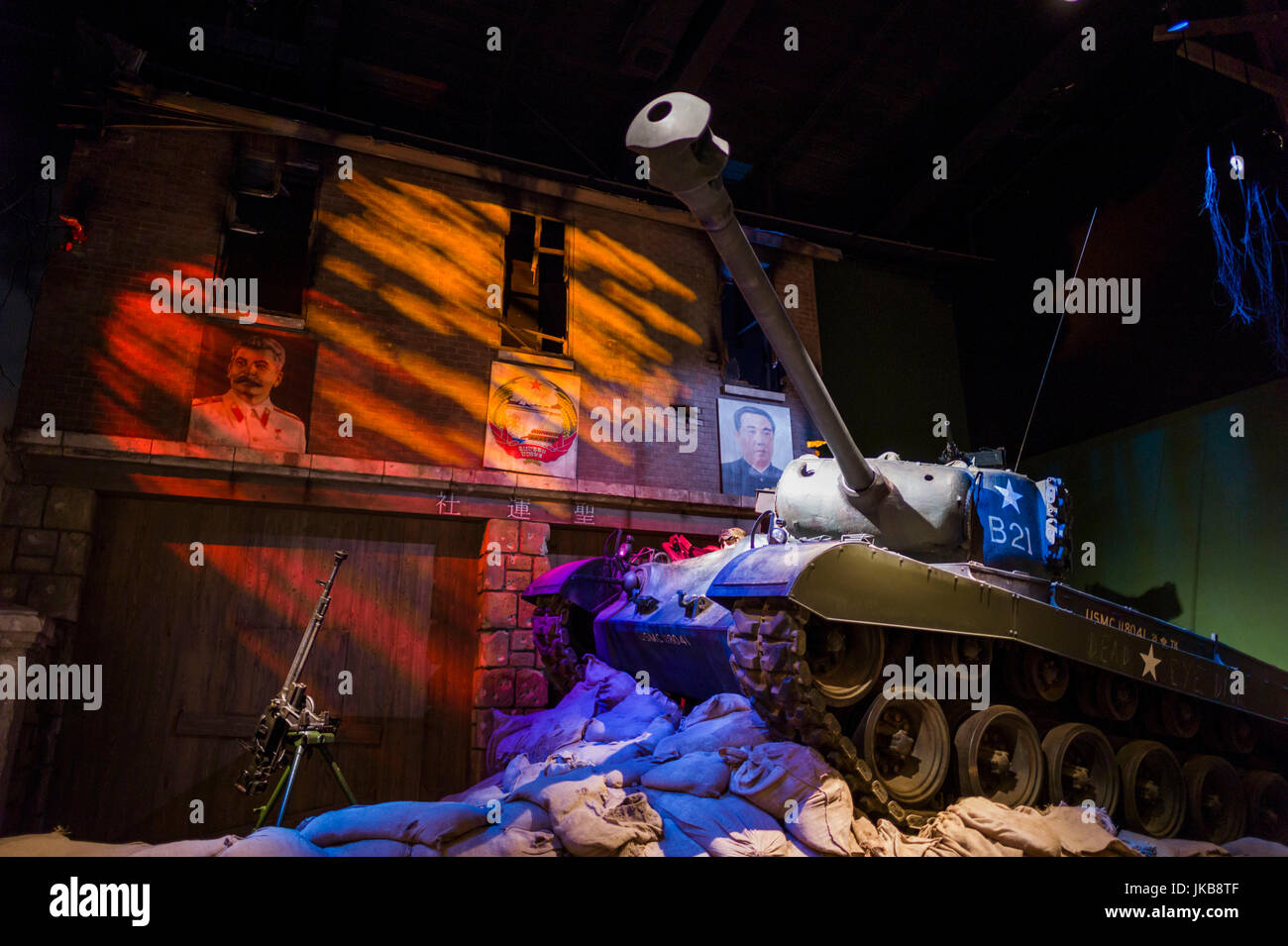 National Museum of the Marine Corps Koreakrieg Diorama mit USMC Walker Bulldog Tank, Dreieck, Virginia, USA Stockfoto