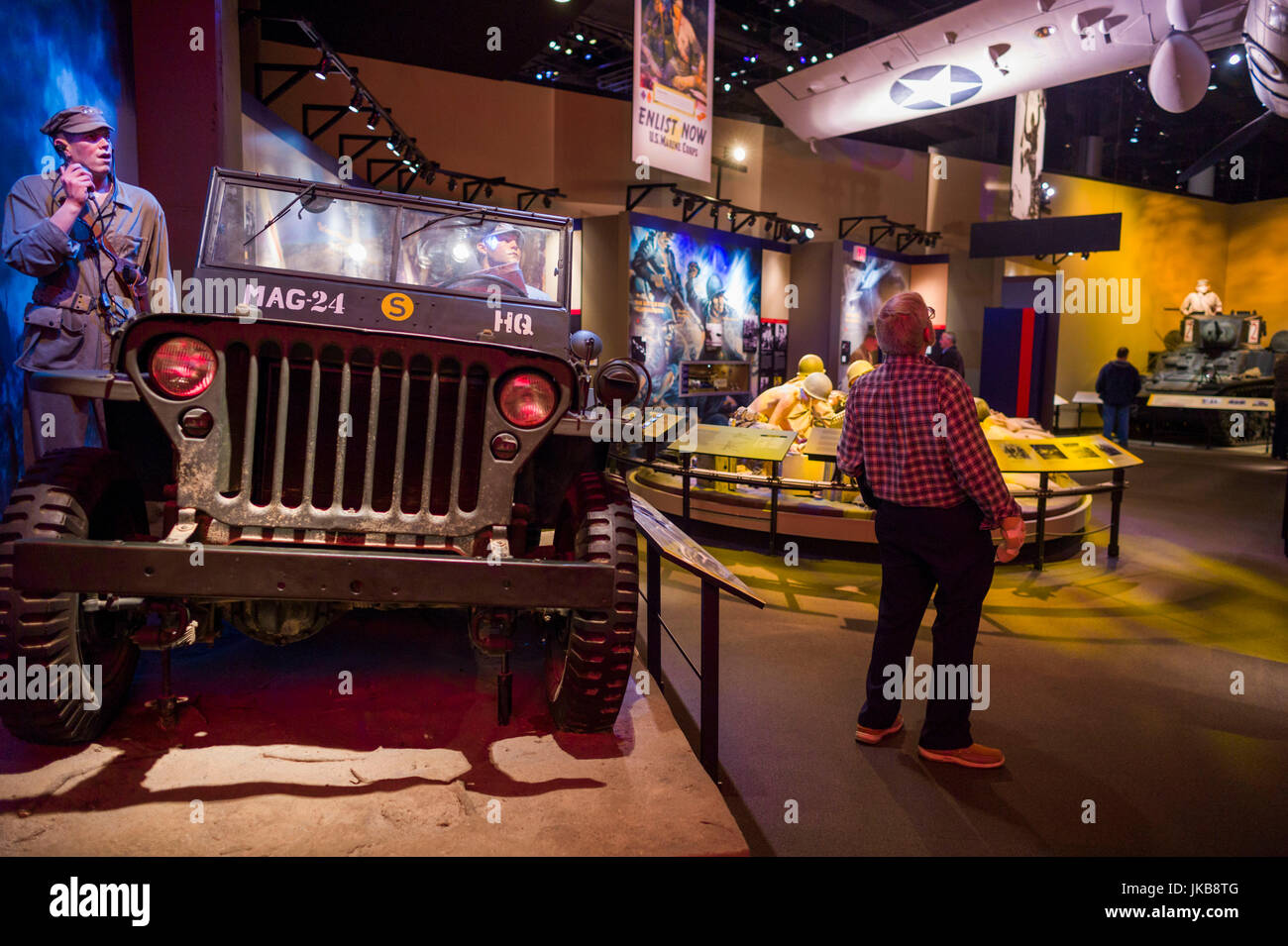 National Museum of the Marine Corps, WW2-Ära USMC Jeep, Dreieck, Virginia, USA Stockfoto