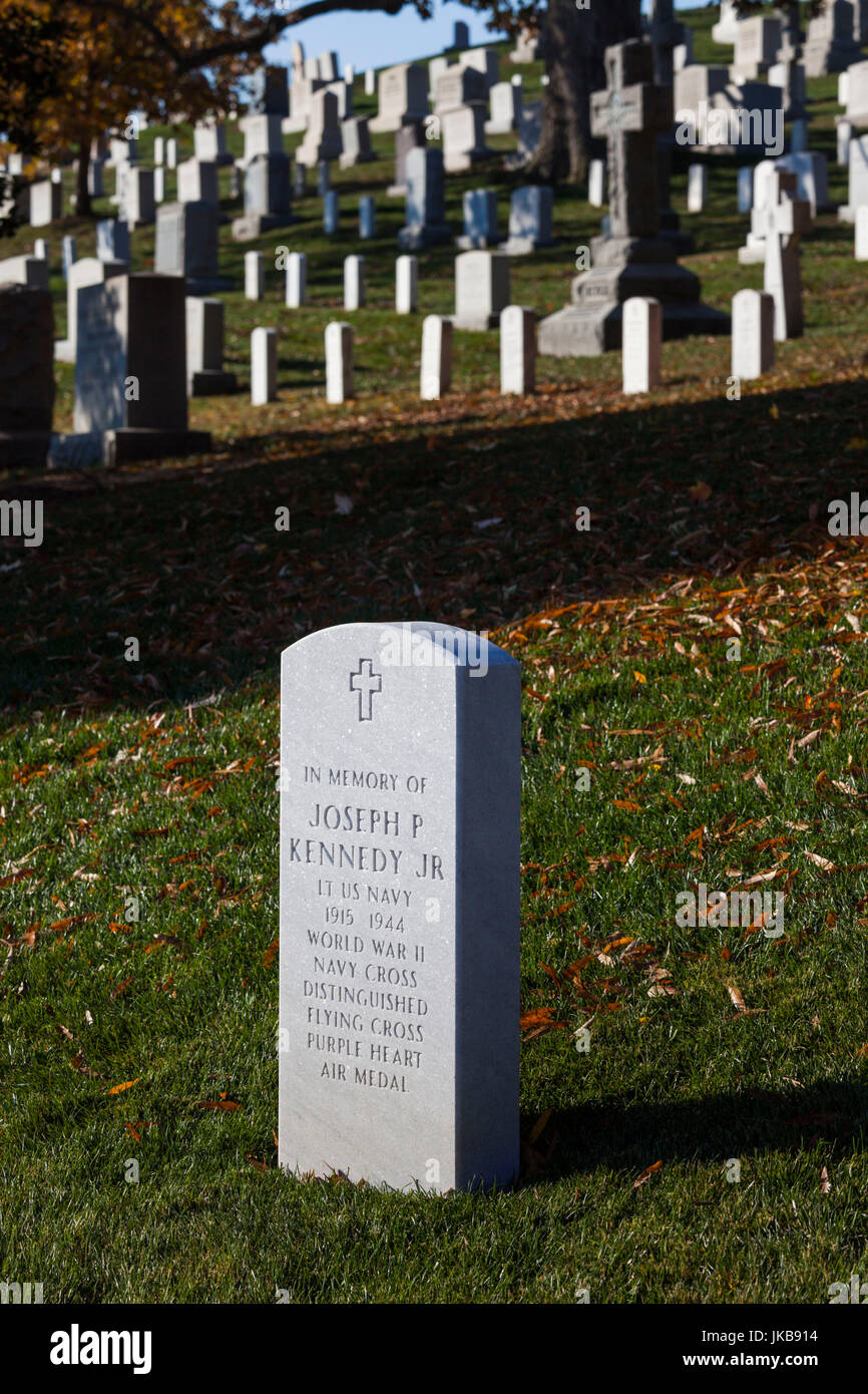 Arlington National Cemetery, Denkmal, Joseph P Kennedy Jr, Arlington, Virginia, USA über Frankreich im zweiten Weltkrieg getötet Stockfoto