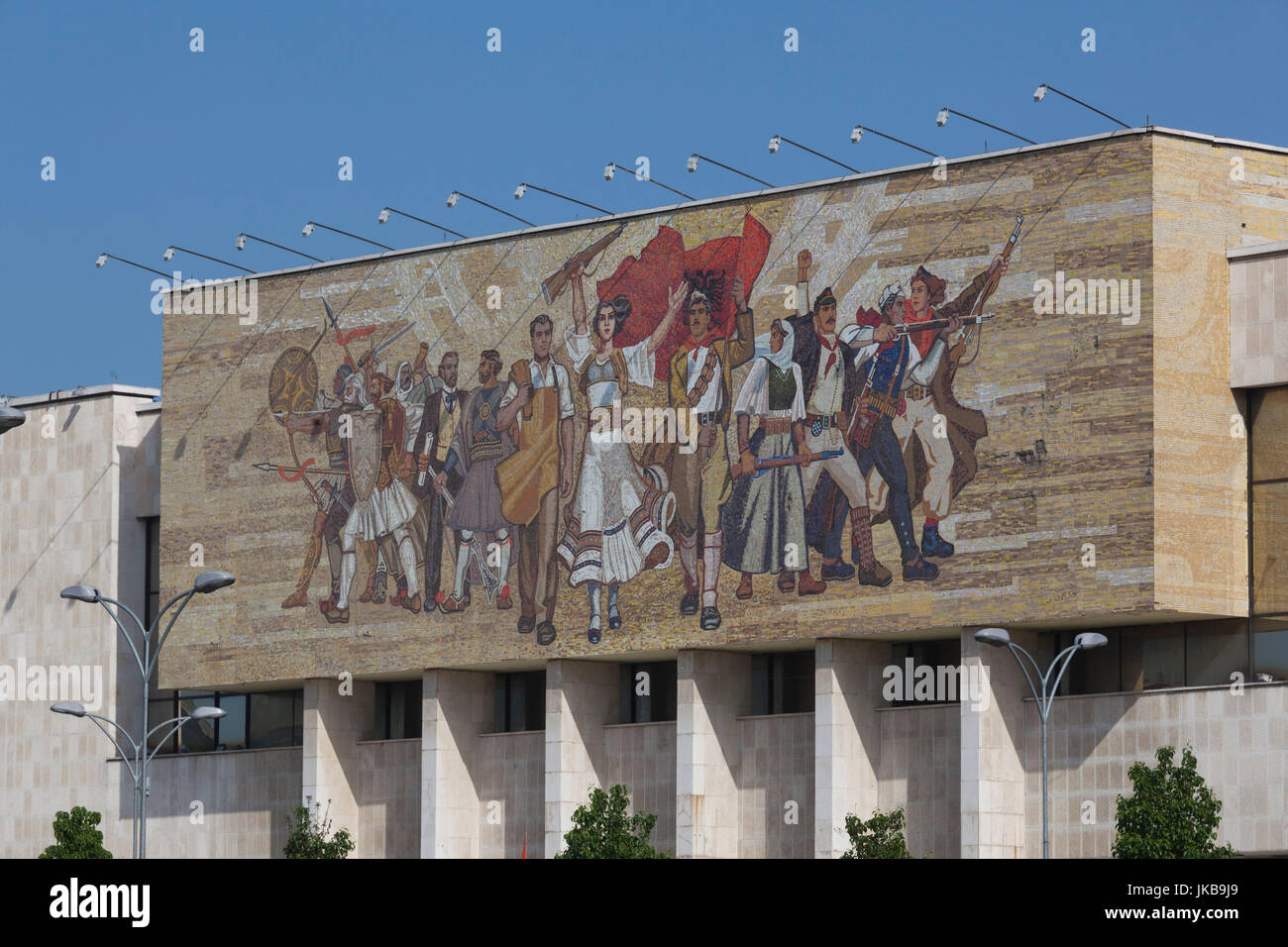 Albanien, Tirana, Skanderbeg-Platz, National Historical Museum, Mosaik Stockfoto