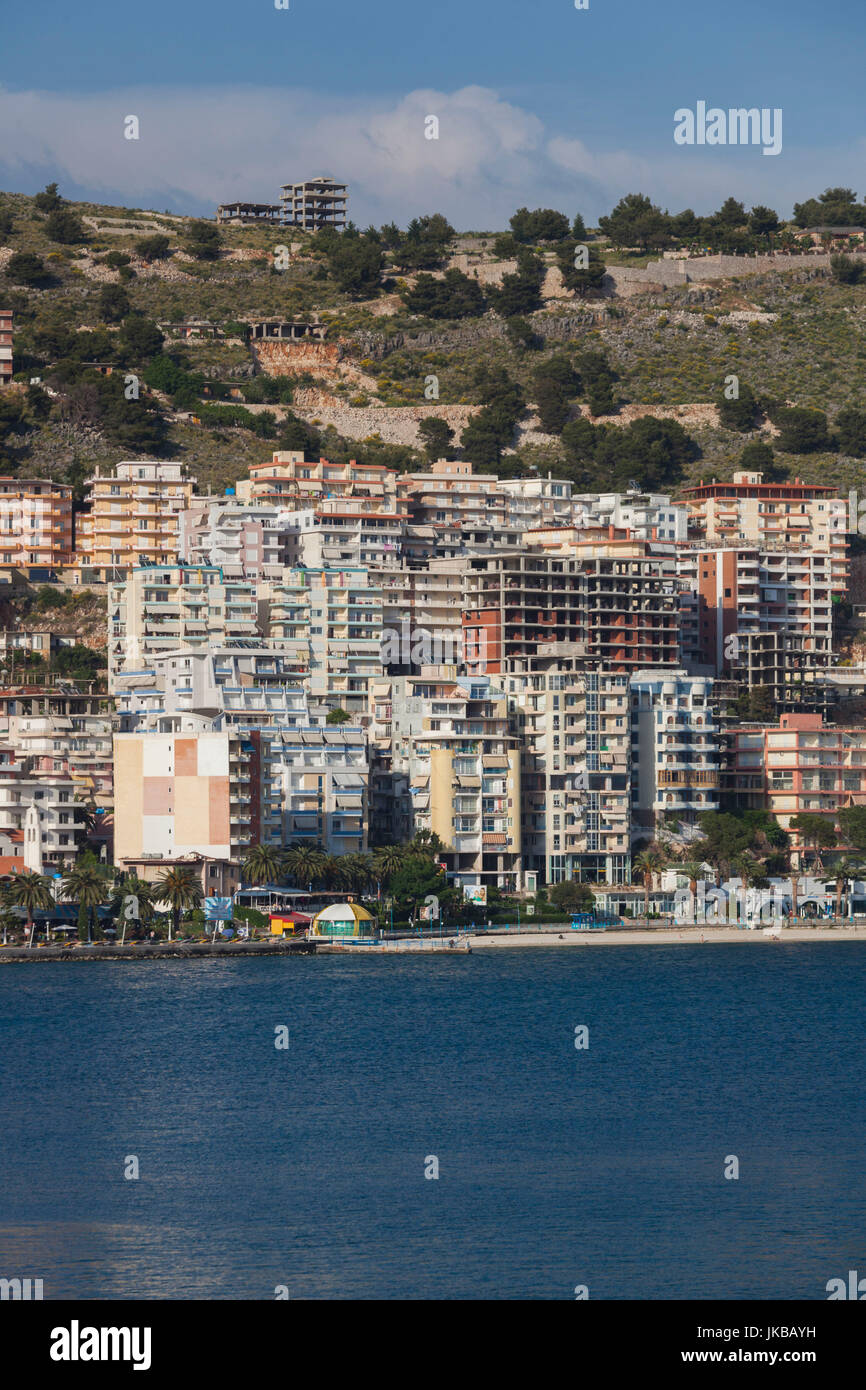 Albanien, albanische Riviera, Saranda, Hotels entlang des Ionischen Meeres Stockfoto