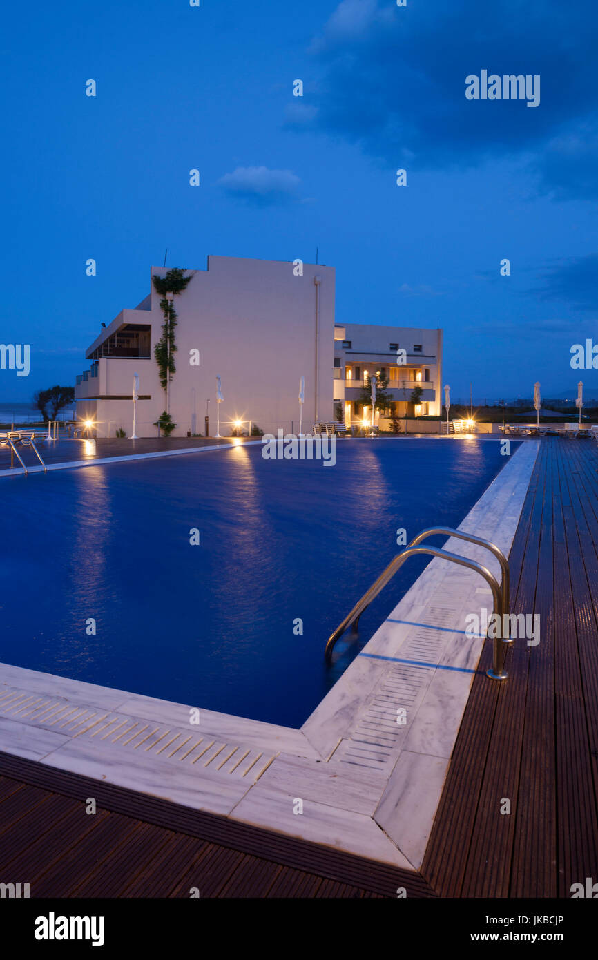 Griechenland, OstMazedonien und Thrace Region, Alexandroupolis, Astir Egnatia Hotel Schwimmbad, Außenansicht, dawn Stockfoto