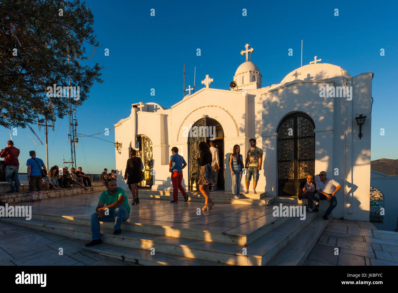 Griechenland, Zentralregion von Griechenland, Athen, Lycabettus-Hügel, Kapelle des Agios Georgios, Dämmerung Stockfoto