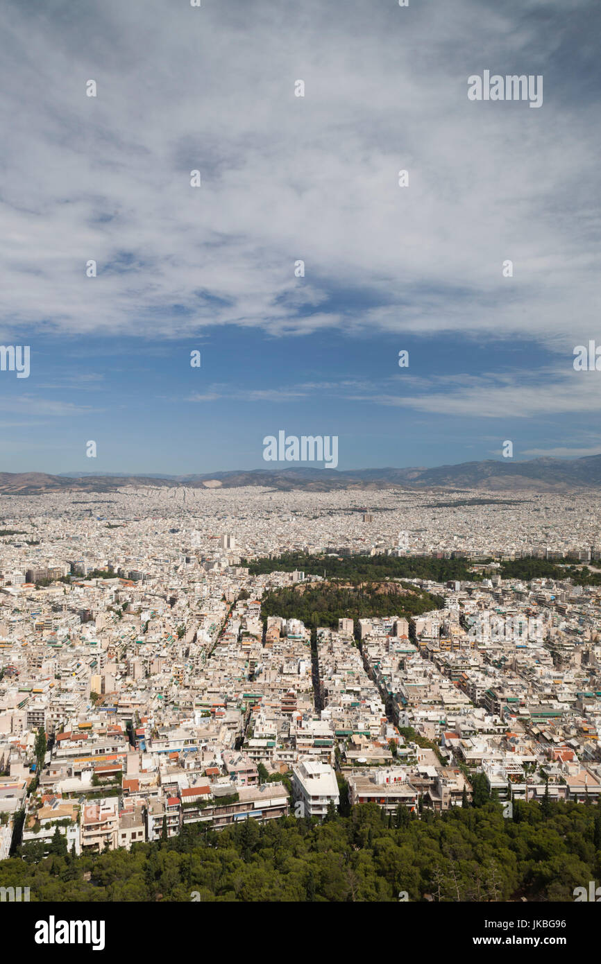 Griechenland, Zentralregion von Griechenland, Athen, Lycabettus-Hügel, erhöhte Ansicht von Athen Stockfoto