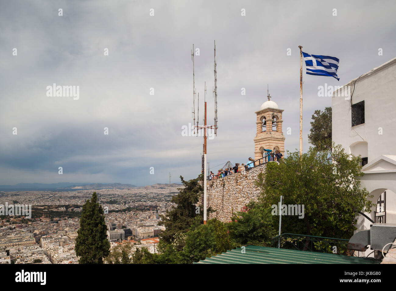 Griechenland, Zentralregion von Griechenland, Athen, Lycabettus-Hügel, Kapelle des Agios Georgios, Glockenturm Stockfoto
