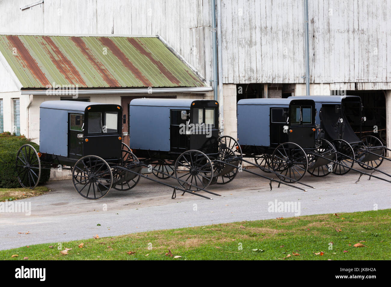 USA, Pennsylvania, Pennsylvania Dutch Country, Vogel in der Hand, Amish buggies Stockfoto