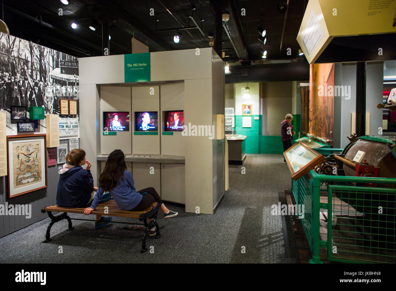 USA, Massachusetts, Lowell, Lowell National Historic Park, Boott Baumwolle Mühlen Museum Exponate auf Lowells Geschichte des verarbeitenden Gewerbes Stockfoto