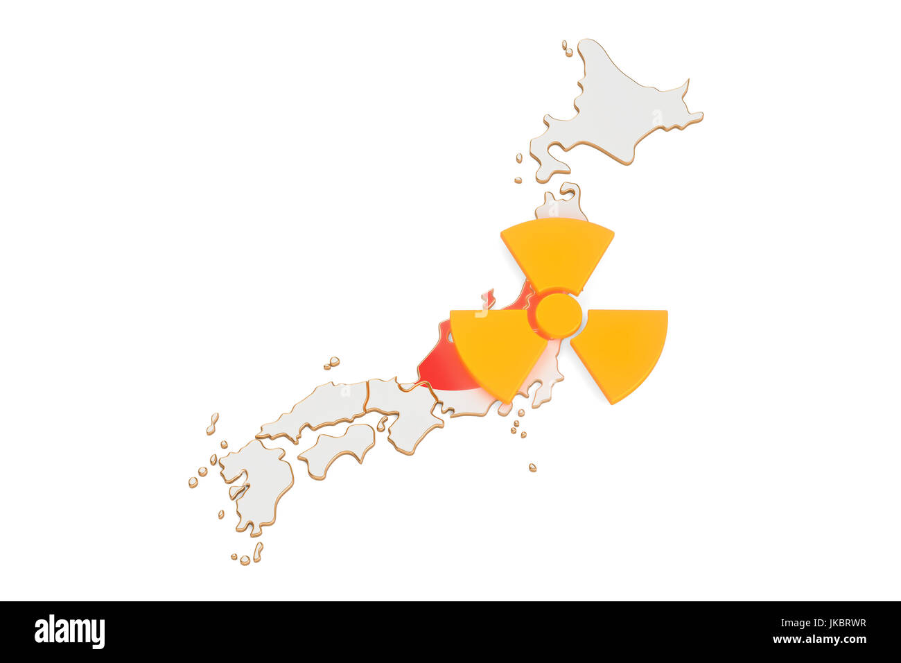 Strahlung in Japan Konzept, 3D-Rendering isolierten auf weißen Hintergrund Stockfoto