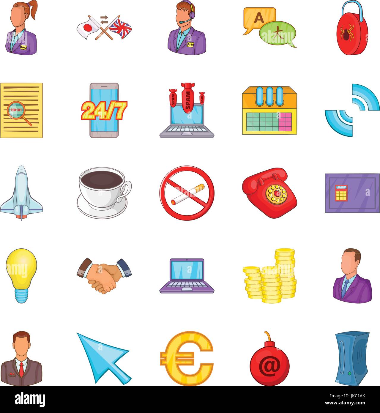 Arbeit fließen Icons set, cartoon-Stil Stock Vektor