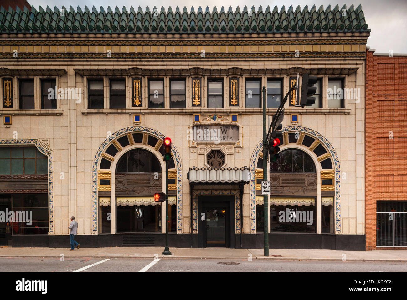 USA, North Carolina, Asheville, Außenseite der Gebäude S & W Cafeteria Stockfoto