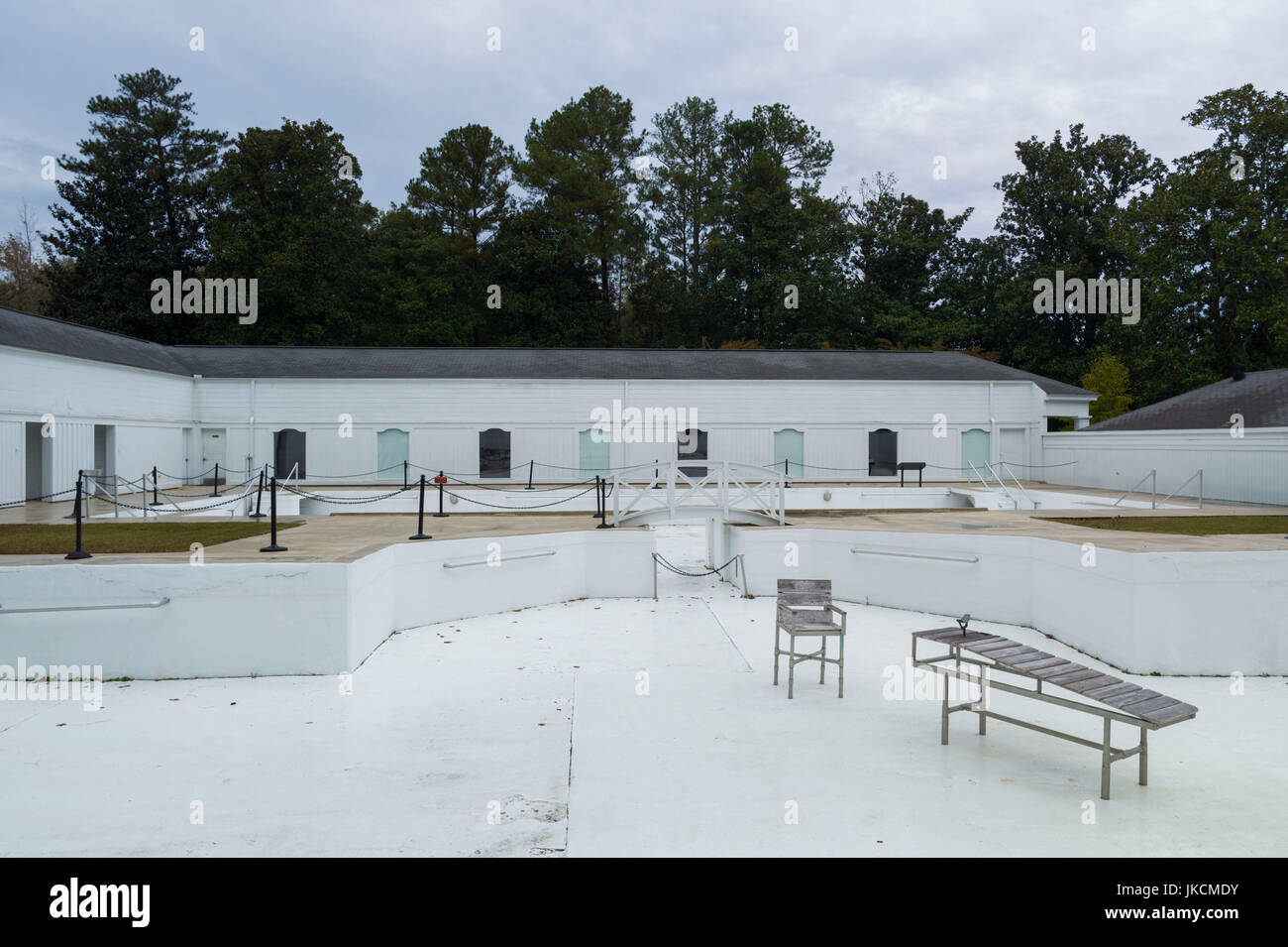 USA, Georgia, Warm Springs, historische Pools Komplex, Hydro-Therapie-Becken von FDR und andere äußere verwendet Stockfoto