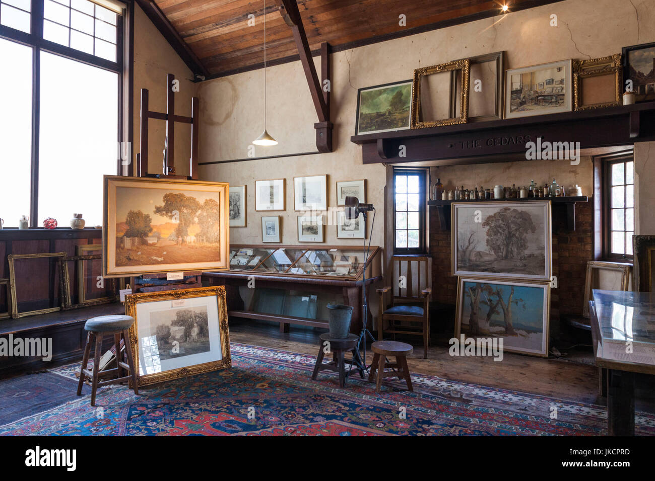 Australien, South Australia, Adelaide Hills, Hahndorf, The Cedars, ehemalige Atelier des Landschaftsmalers Hans Heysen, Innenraum Stockfoto