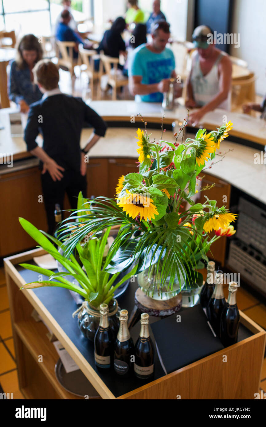 Australien, Victoria, VIC, Yarra Valley, Coldstream, Weingut Domaine Chandon, innen Weinprobe Bereich Stockfoto