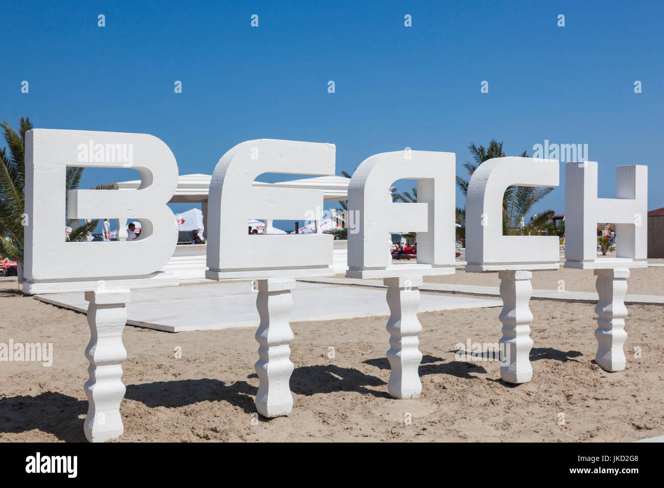 Rumänien, Schwarzmeer-Küste, Mamaia, Strand-Zeichen Stockfoto