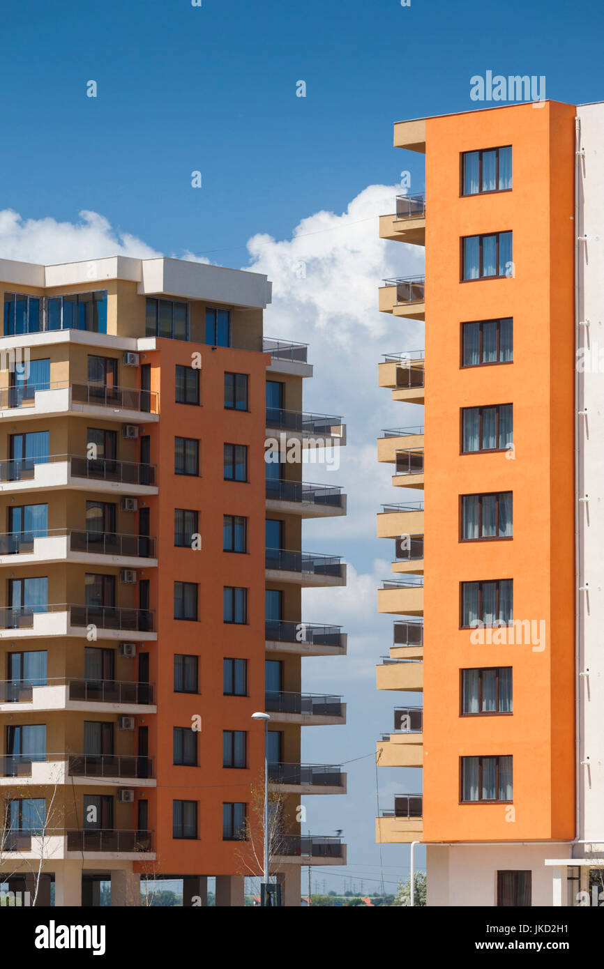 Rumänien, Schwarzmeerküste, Mamaia, Strand-Hochhäuser Stockfoto
