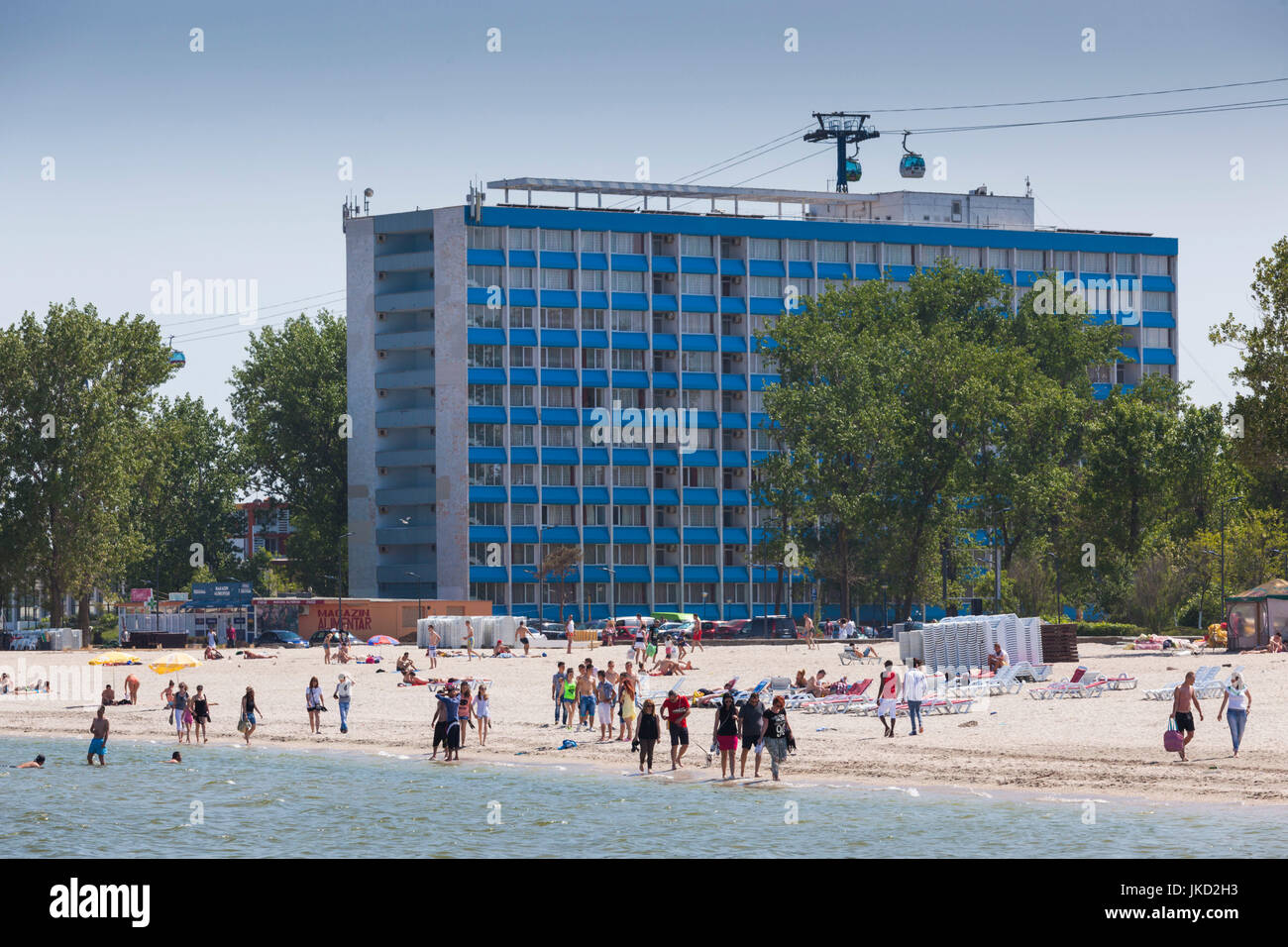 Rumänien, Schwarzmeerküste, Mamaia, Blick auf den Strand Stockfoto