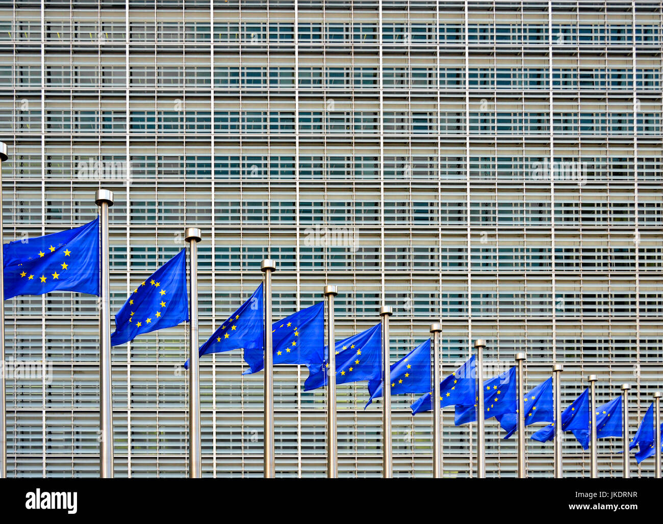 Brüssel, Belgien. Europäischen Kommission Berlaymont-Gebäude - EU-Flaggen fliegen Stockfoto